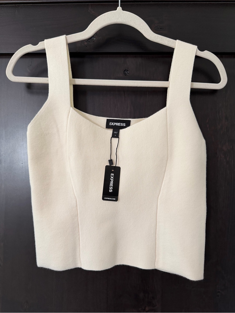 Express NWT Ivory Square Neck Knit Tank Top Size S